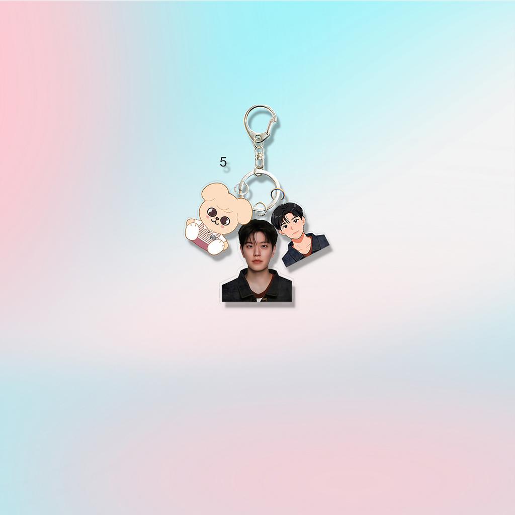 8pcs Stray Kids Triple-Charm Acrylic Keychain Set, Kpop Member Photo + Matching Cartoon + SKZOO Character Bag Pendant, STAY Fans Collectible Accessory
