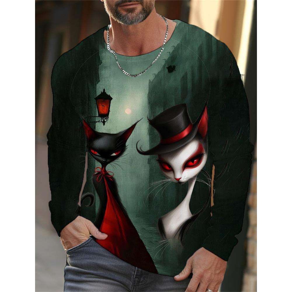 Funny 3D Chicken Print Men's Long Sleeve T-shirt New Autumn Oversized Pullover Hip Hop Punk Clothing Casual Fashion Top