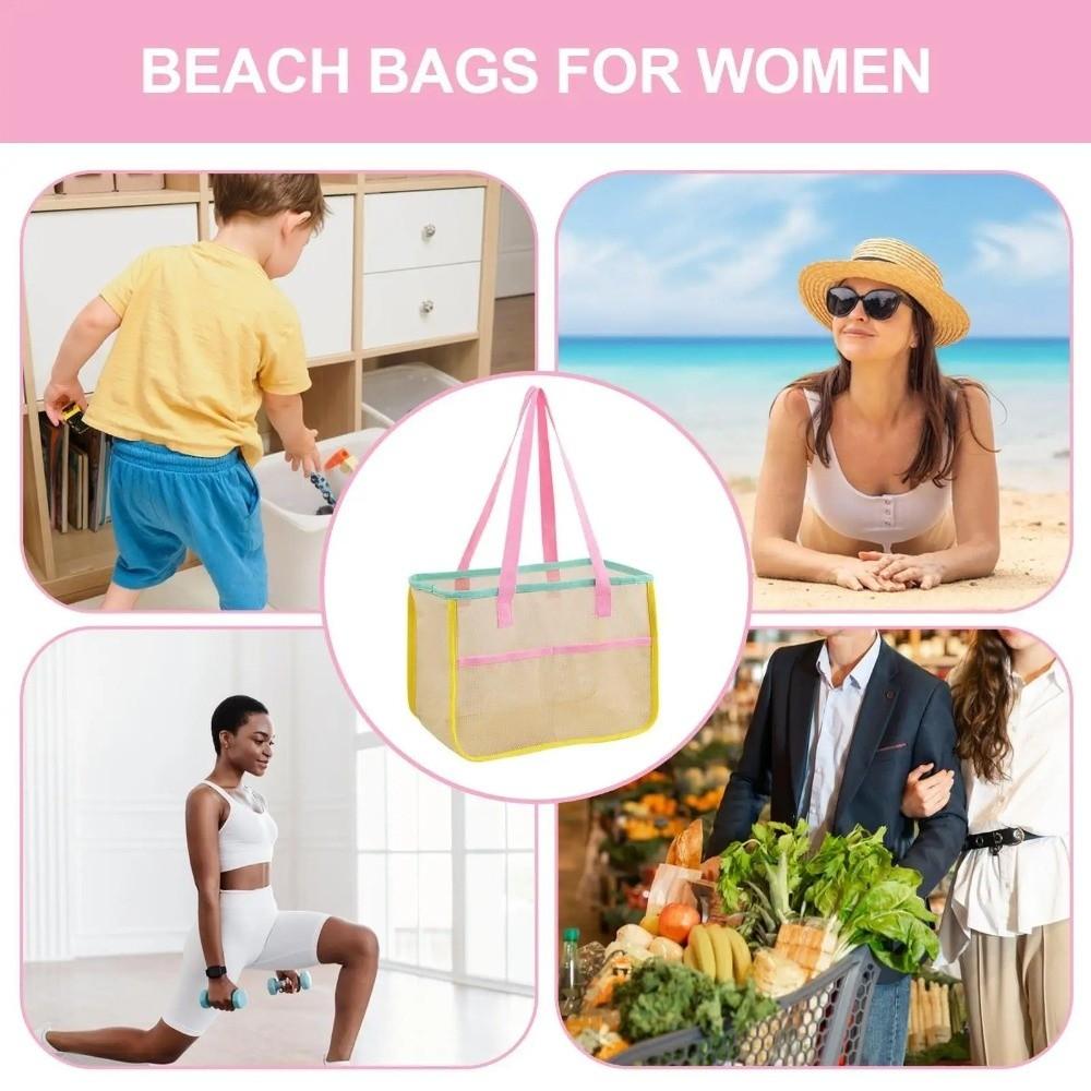 Breathable Shower Tote Bag Foldable Beach Storage Bag Durable Mesh Beach Bag Swimming Pool