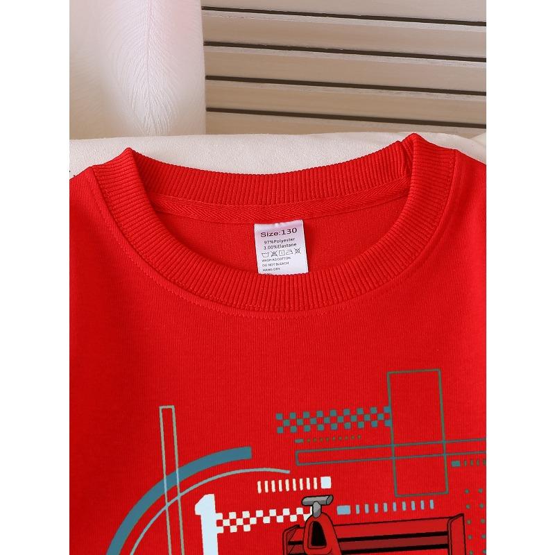 Race Car Speed Lap Track Dashboard Girls' Crew Neck Fashion Sweatshirt, Autumn and Winter Western Style Top, Children's Long Sleeved T-shirt