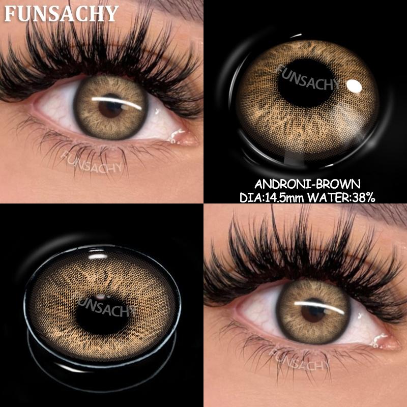 FUNSACHY 1 Pair Coloron Contacts Lens Yearly Use Natural Black Korean Brown Eyes Contact Pupils Cosmetics Fashion Softlen Yearly