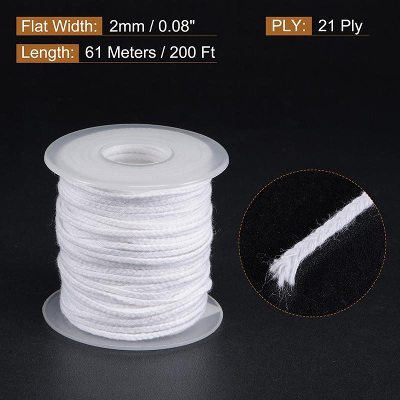 1 Roll 61m Cotton Braid Candle Wick Core Spool 2mm Width Non-Toxic Environmental DIY Oil Lamps Handmade Candle Making Supplies