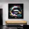 Bullet Biting Mouth Graffiti Art Canvas Painting Abstract Creative Posters and Prints Wall Picture for Living Room Home Decor