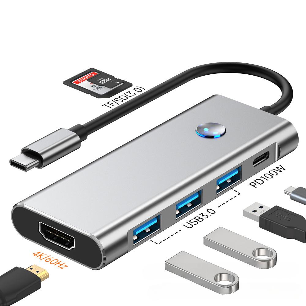 Type C Docking Station with One Key Sleep 4K HD Output Multi Port Hub for Laptop