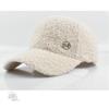 Winter Solid Color M Logo Baseball Cap - Women's Lamb Wool Peaked Hat, Outdoor Warm Casual Fashion Fluffy Visor