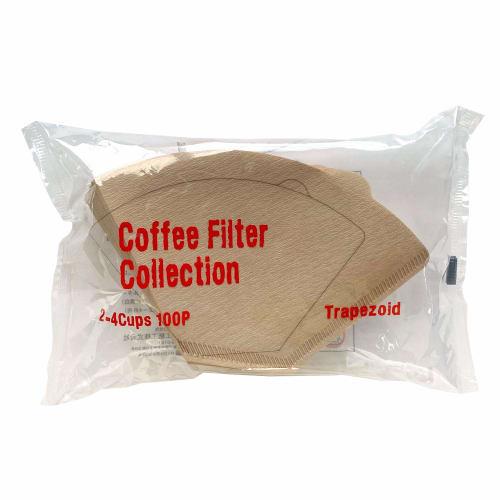 Kanae Paper Coffee Filters, KS, Trapezoidal Shape, 2-4 Cups, Pack of 100, Unbleached, Made in Japan, Brown