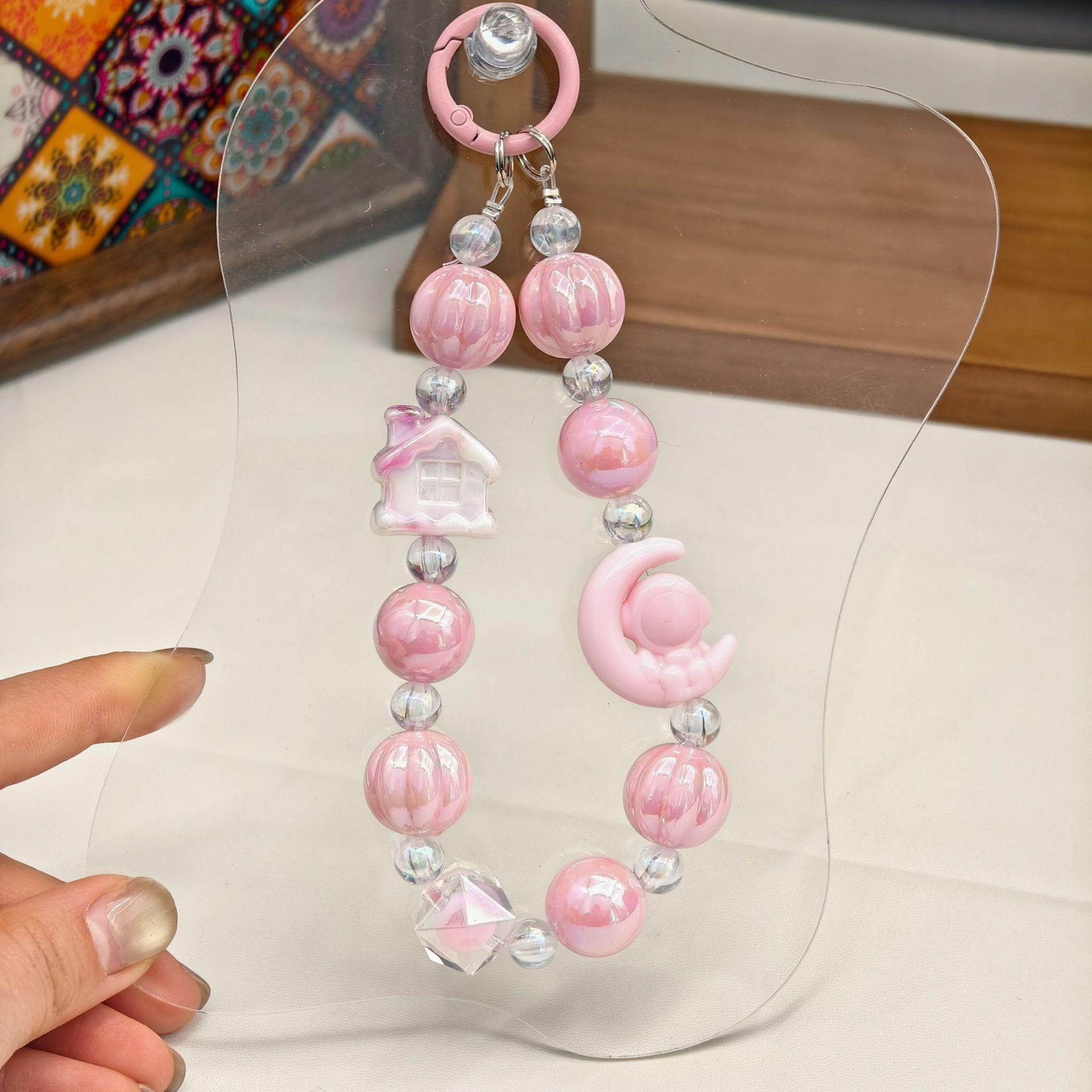 Cartoon Bow Beaded Phone Charm and Keychain Pendant Lanyard