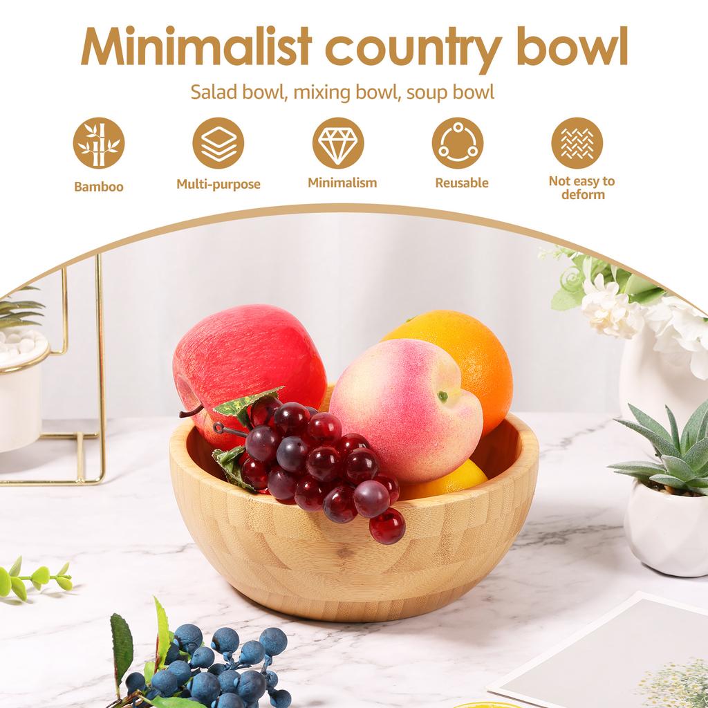 Bamboo Fruit Salad Bowl Japanese Style Rice Bowl Large Capacity Ramadan Tableware Cooking Kitchen Utensils Bamboo Soup Bowls