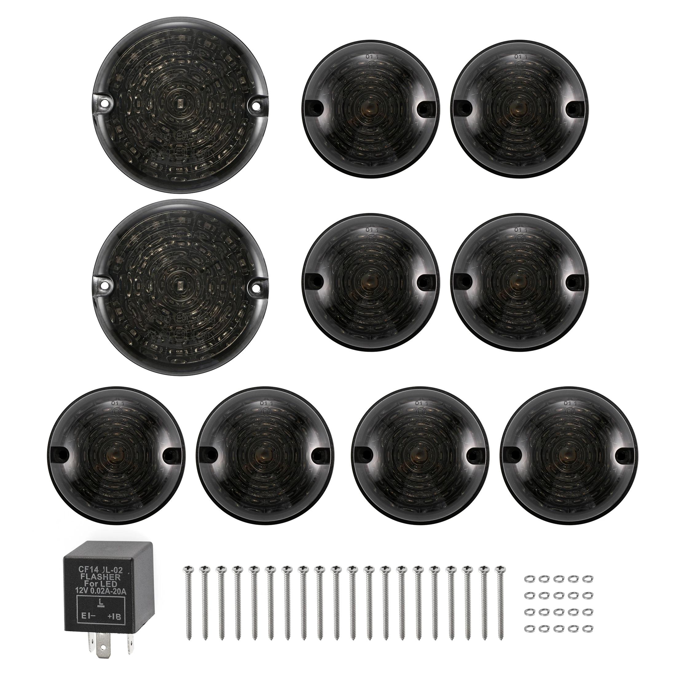 

10 шт. комплект автомобильных светодиодных индикаторов, указатели поворота, задние фонари, стоп-сигналы для Land Rover Defender 90/110 1983-2016