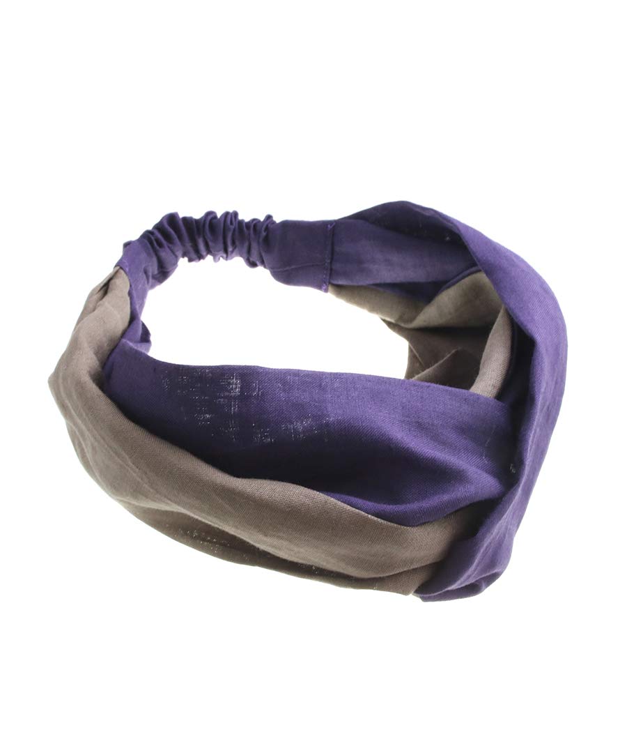

VINGTAINE Тюрбан Изысканный для волос Двухцветная повязка для волос, Льняная крестообразная, Аксессуар, HB-97-PU фиолетовый