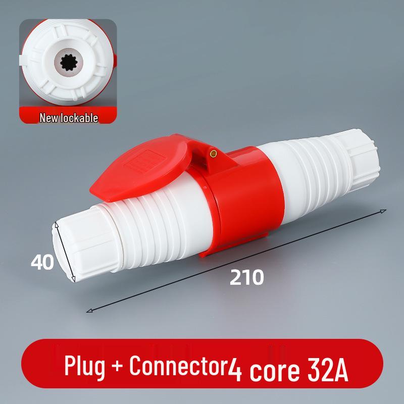 3/4/5 Pin Waterproof Aviation Connector, 32A, Three-Phase, Male & Female, Non-Explosion-Proof