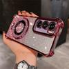 Glitter Bracket Mirror Holder Case for Samsung Galaxy S26FE S25FE S24FE S23FE S21FE Magnetic Stand Clear Gradient Soft Cover