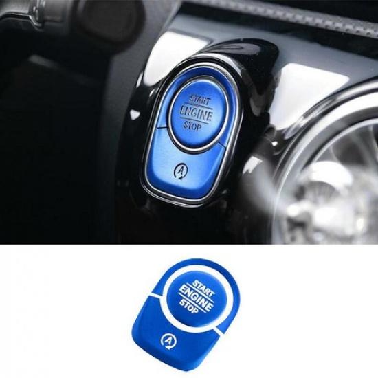 Car One-Click Startup Button Fit For Benz GLB - Cover Trim Blue Aluminum