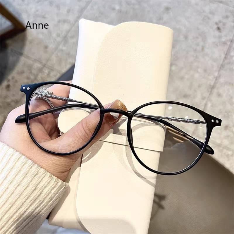 Ultralight Round Myopia Glasses for Women Retro Brown TR Frame Prescription 0 -4.0 Blue Light Blocking