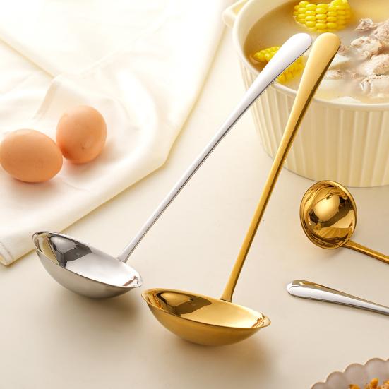 Rustfritt Stål Skje Stor Varmgryte Suppeøse Ramen Nudler Øse Langt Håndtak Spiseskje Kjøkkenredskap