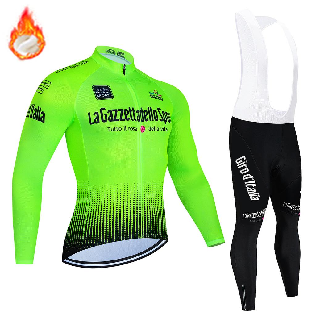 Winter Cycling Jersey Set 2025 Men's Long Sleeve Mountain Bike Cycling Clothing Fleece Warm MTB Bicycle Clothes Wear Suit