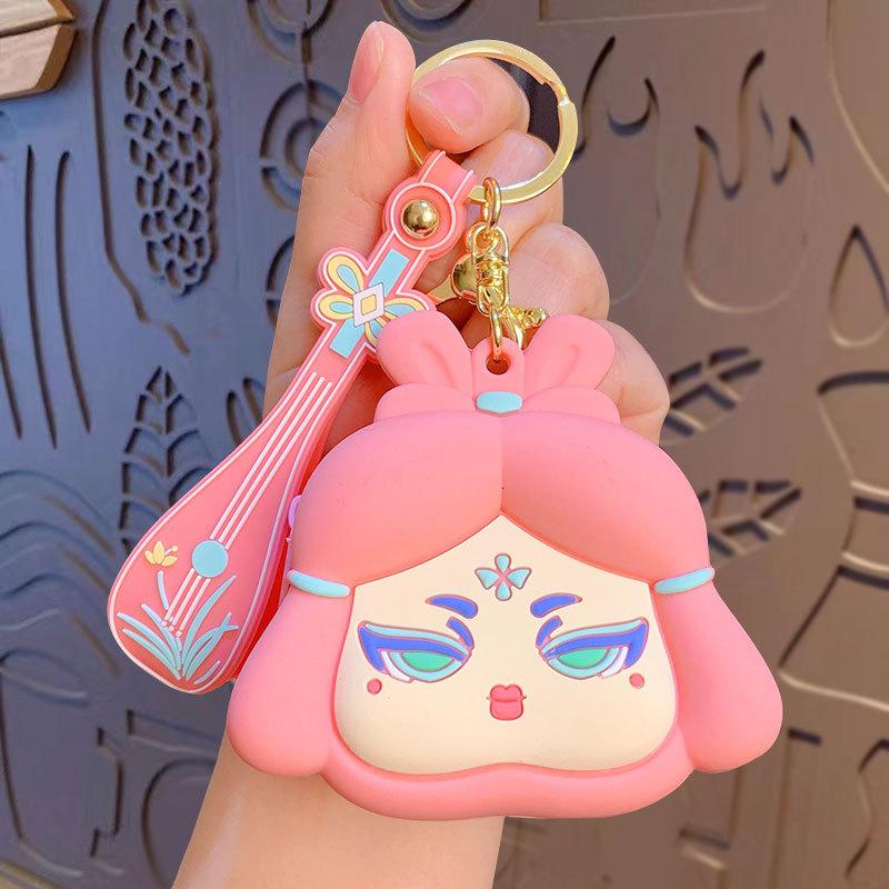 Cartoon Exquisite Datang Lady Change Bag Keychain Creative Women'S Schoolbag Pendant Car Key Chain Gift
