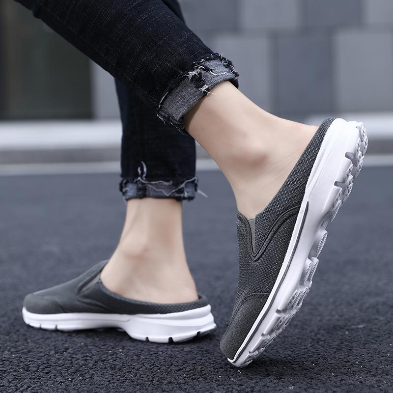 Men's Indoor Slippers Summer Breathable Semi -slippers Fashion Trend One Foot Kick Lazy People Casual Flying Men's Shoes