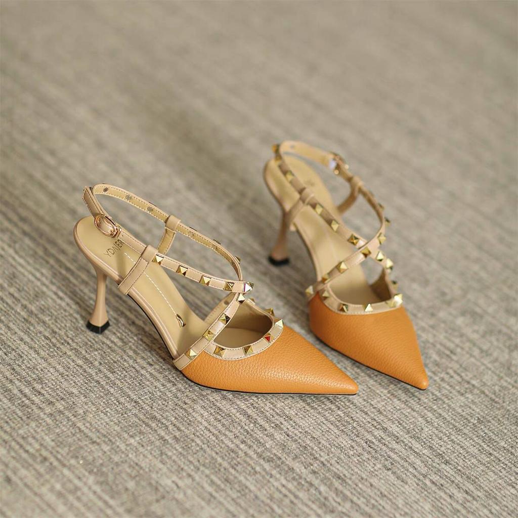 Fashion Autumn Women's Shoes Fashion Women's Pumps Pointed Toe High Heels Shallow Rivet Women's Sandals Shoes for Women Zapatos Mujer