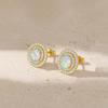 Natural White Opal Gemstone Halo Style Stud Earring, AAA Multifire Opal Gemstone Stud Earring, October Birthstone Earrings, Handmade Gift