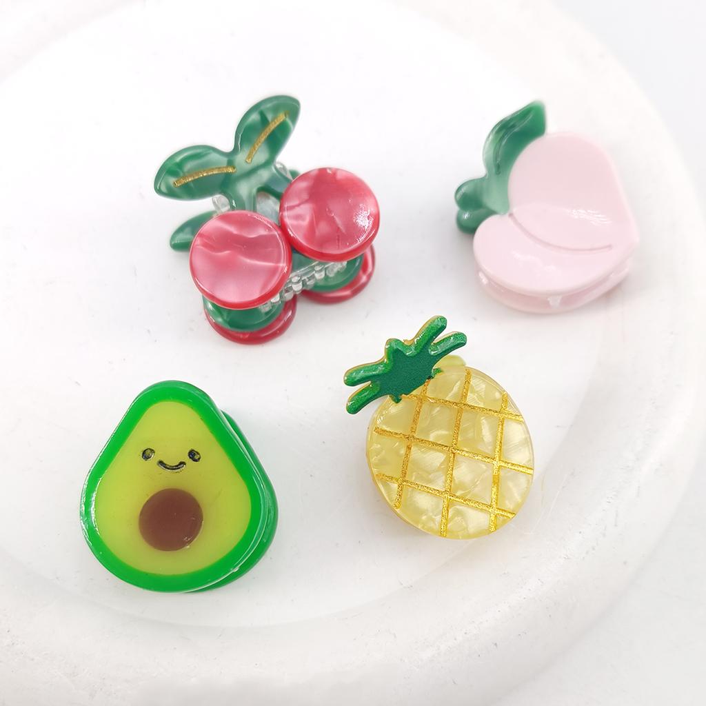Cartoon Fruit Acetate Hairpin Cute Little Grab Strawberry Lemon Cherry Grape Bangs Broken Hairpin Top Clip Hair Accessories