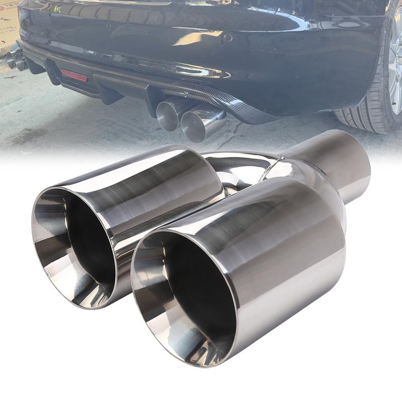 Dual Exhaust Tips Muffler Tail Pipe 63mm Inlet 89mm Outlet Polished Stainless Steel Weld-On Tips Universal Fit for Cars & Trucks