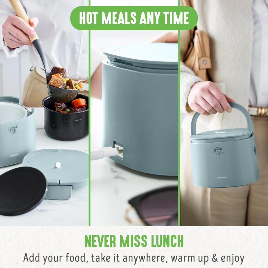 

GreenLife 20 унций Электрический ланч-бокс Подогреватель еды и супа PFAS PFOA-free Керамическое антипригарное покрытие Портативный для путешествий Офис Защита от проливания United States