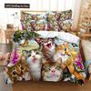 3D Cat Cute Kitten Pattern Duvet Cover Cat Kids Bedroom Decoration Cat Bedding Set For Women Girls Boys Gifts With Zipper 3Pcs