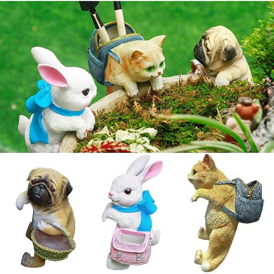 SUCADA Creative Hanging Planter Decor Garden Patio Decor - Resin Animal Planter Hugger Indoor Plant Decorations for Flower Pot Cute Garden Balcony