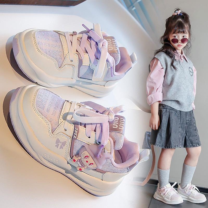 Girls shoes 2025 new autumn rabub children's sports shoes non-slip lightweight older children's girls fashion board shoes