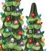 Pre-lit Hand-Painted Resin Tabletop Christmas Tree Small Light Up Holiday Tree Decoration for Home Party Decor