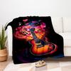 Love Music Guitar Art Print PosterBlanket Flannel Throw Blanket for Sofa, Bed, Travel, Camping, Office