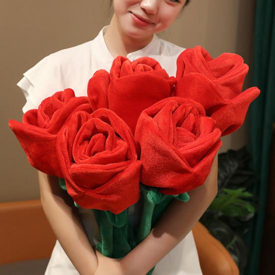 85cm/100cm Imitation Rose Realistic Soft Plush Flower Healing Decompressing Safe Never Withering Bouquet Home Decor
