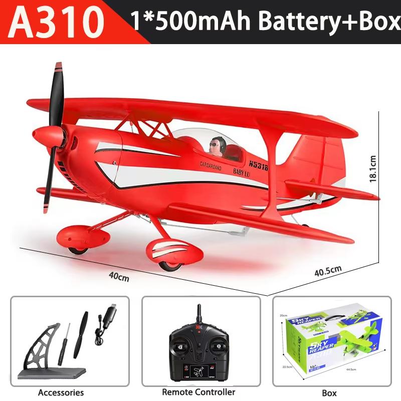 2026 WLtoys RC Biplane Aircraft A310 2.4G Brushless Remote Control Glider 3D6G Fixed-Wing Aircraft Model Stunt Biplane Model Toy