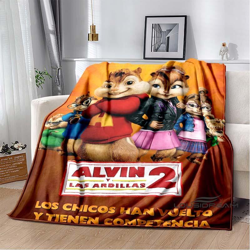 La manta de franela de la caricatura Alvin y las Ardillas es suave y cálida, adecuada para dormitorios, salas de estar, mesitas de noche, viajes