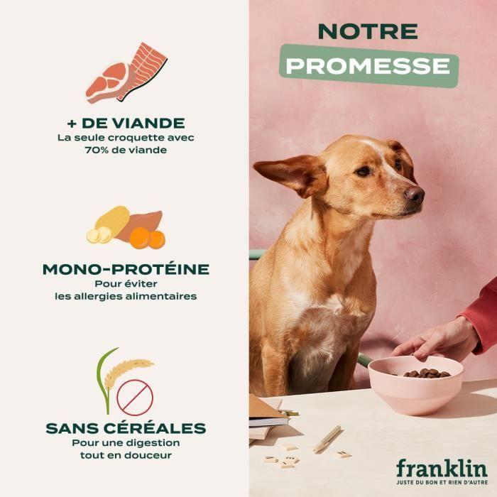 Croquettes Chien Sans Céréales - Franklin - 6kg - 70% Canard - Mono-protéine - Digestion Parfaite