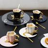 Nordic Ceramic Coffee Cup Saucer Creative High-End Feeling Gold Hand Handle Mug Fashion Star And Moon Shape Coffee Cup Saucer