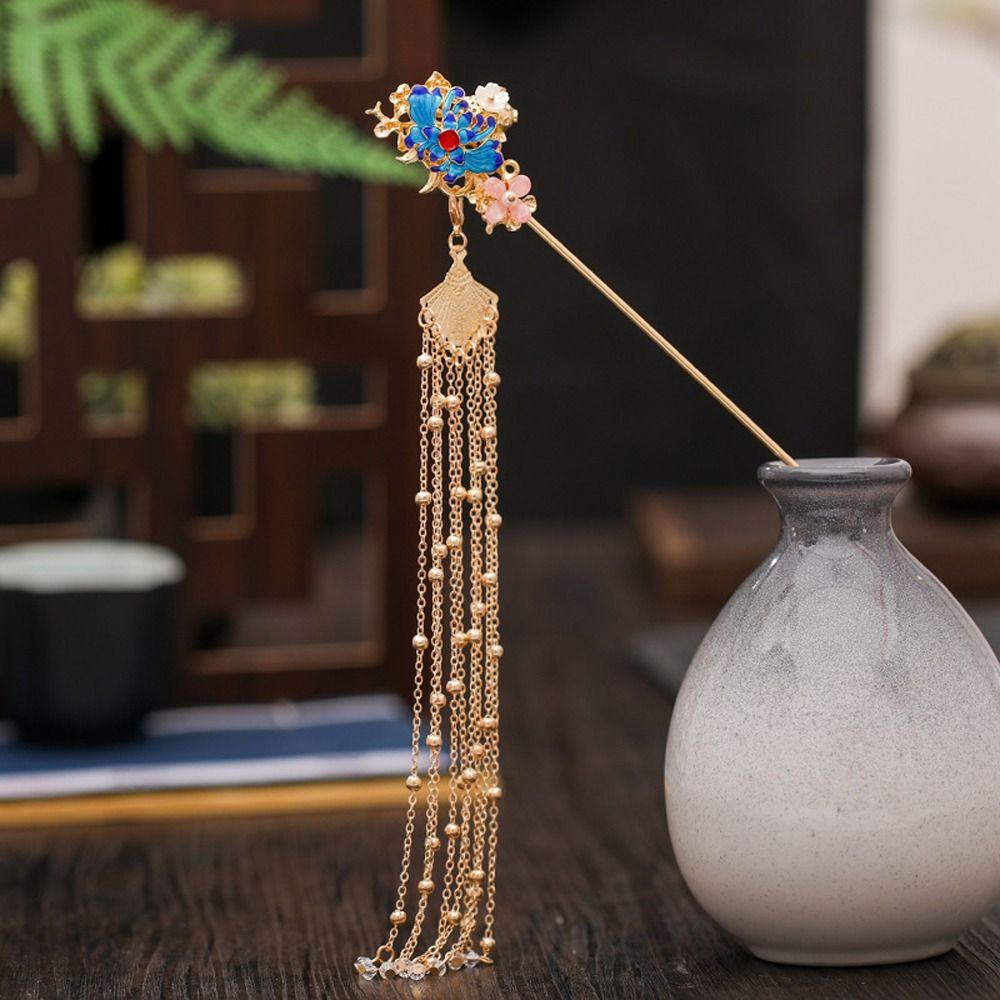 Clip Butterfly Hair Combs Pearl Hair Stick Chinese Style Crown Bridal Wedding Jewelry Set Earrings