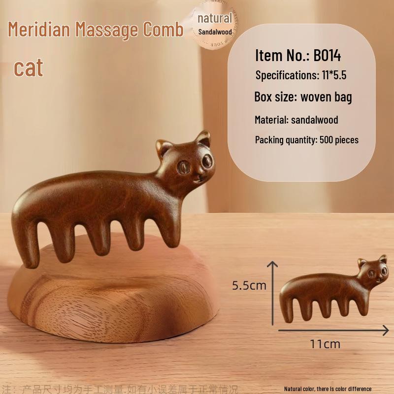 Sandalwood Five-Tooth Scalp & Gua Sha Massage Comb for Neck, Shoulder & Meridian Relief