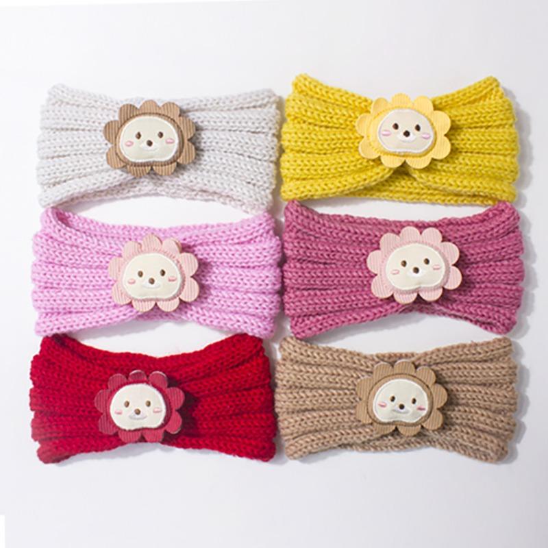 

Autumn and winter new baby knitted headscarf cute solid color baby fontanelle door wool headband warm children s jewelry