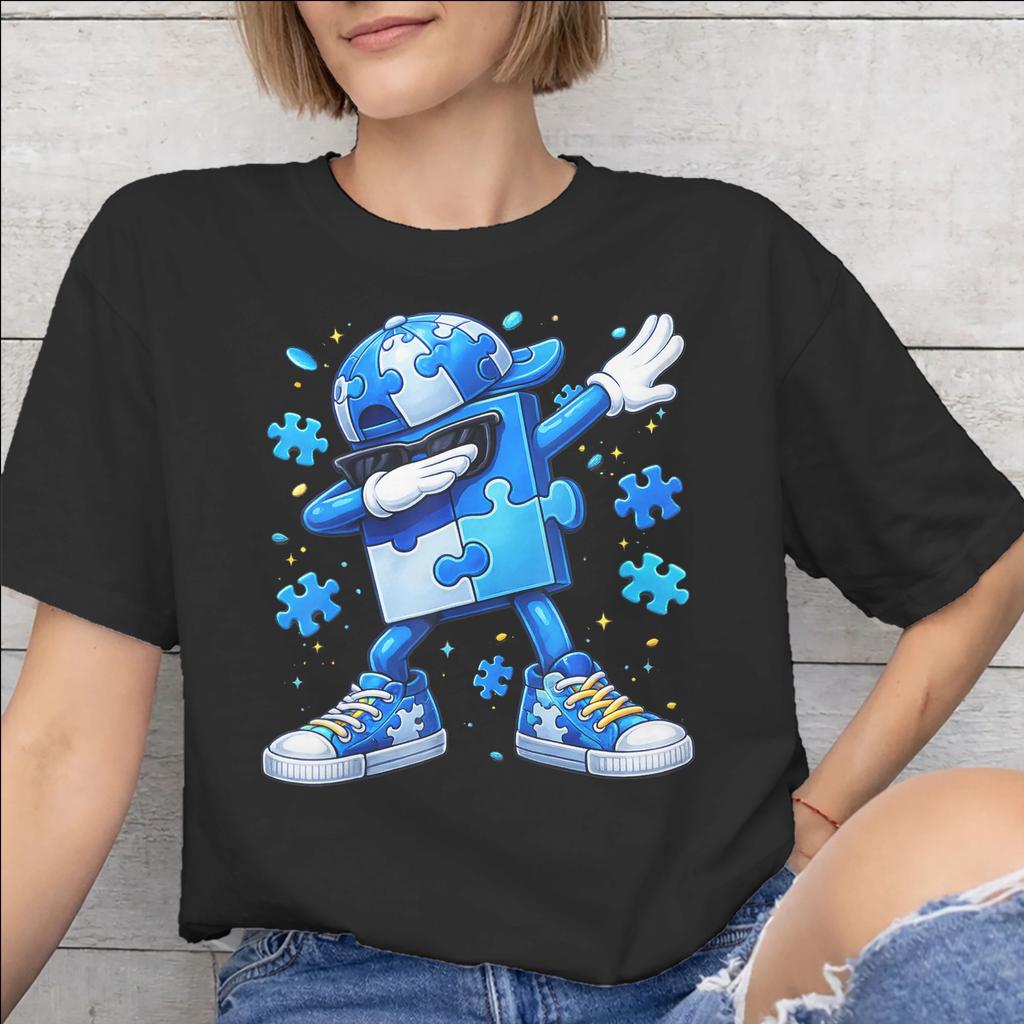 New Arrival Dabbing Puzzle Autism Awareness T Shirt for Men Women 100 Cotton Tshirts Short Sleeve Clothing