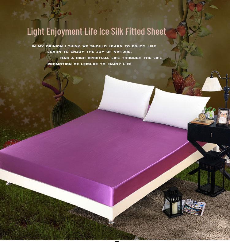 Ice Silk Satin Bed Sheets: Solid Color Three-Piece Set – Imitation Silk Mattress Protector.