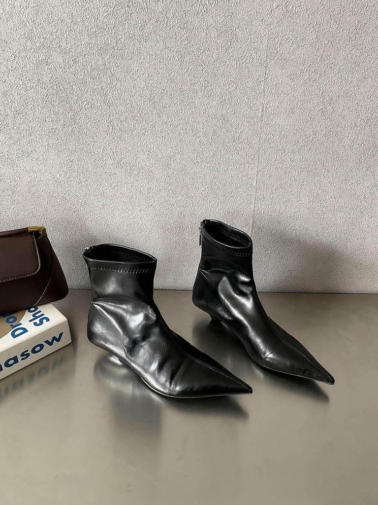 Moda Moda Stivaletti alla Caviglia da Donna Calzino Botas Zeppa Tacco Medio Nero Bianco Rosso Stivali Elasticizzati Cerniera Posteriore Inverno Autunno Stivaletti 35-39