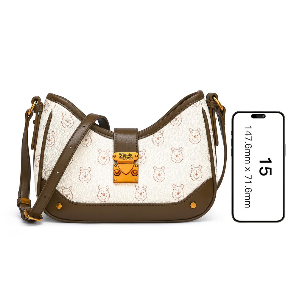 New Disney Winnie The Pooh Series PU Shoulder Bag Women's Ecru DHF23888-C11