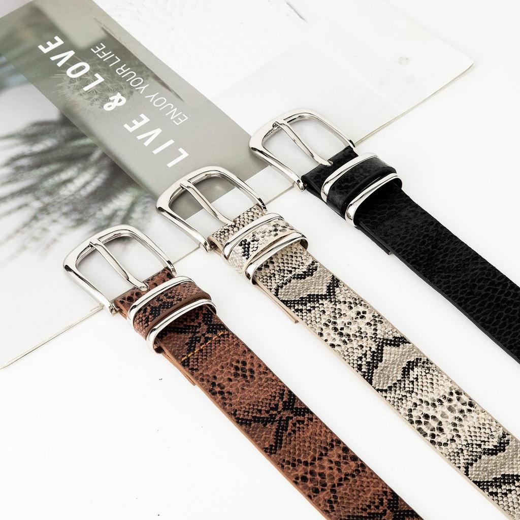 Niche Casual Women's Belt Leopard Print Jeans Belt Literary Retro Pin Buckle Belt Women