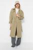 Women's Fashion Mink Belted Windbreaker Detailed Water Repellent Long Trench Coat