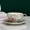 European Bone China Coffee Cup Set – Porcelain Cup, Saucer & Spoon Flowers Tea Set