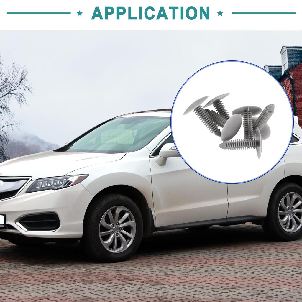 ACROPIX Universal 6.5mm Hole Diameter Plastic Rivet Fasteners Fender Bumper Push Pin Clips Gray - Pack of 10