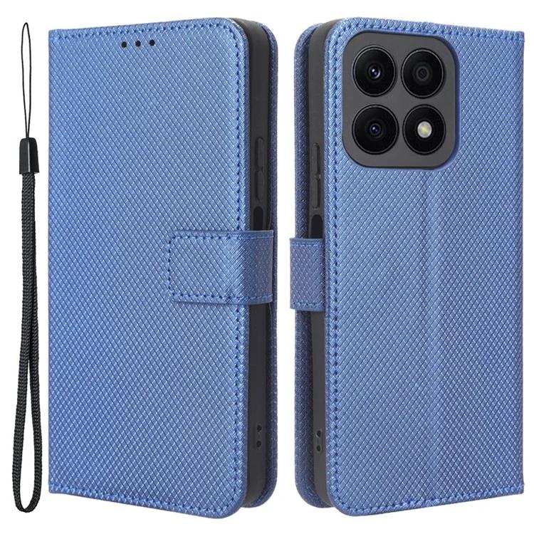 For Honor X8a 4G Wallet Phone Case Diamond Texture PU Leather Magnetic Flip Stand Cover