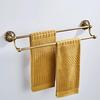 Double Towel Bar Brass Rack with Decorative Base Long-Lasting for Restroom